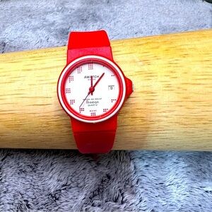 Vintage Armitron Red Silicone Watch with White Dial